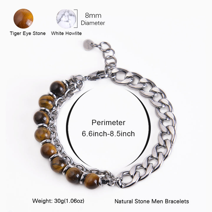 Pulsera resistente con Buddha Stones, ojo de tigre, jaspe Picasso, piedra esmerilada