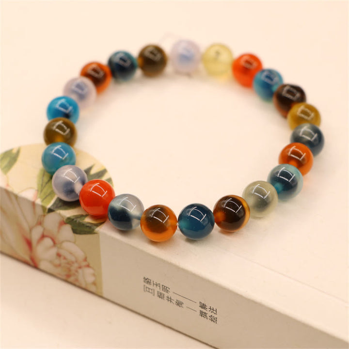 Pulsera colorida de cuentas de fuerza curativa de ágata de caramelo