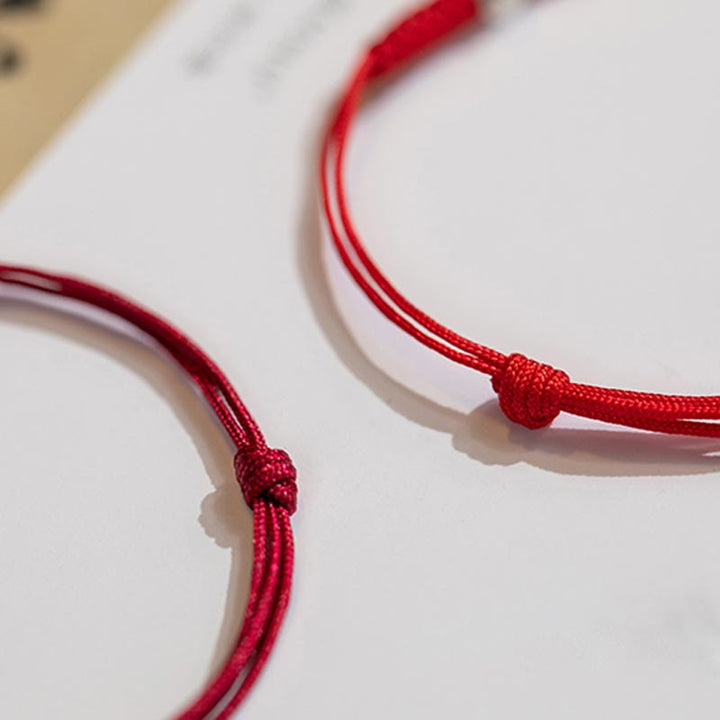 Pulsera trenzada de cordón fino rojo con cuentas de la suerte y Buddha Stones de plata de ley 925. - image 5