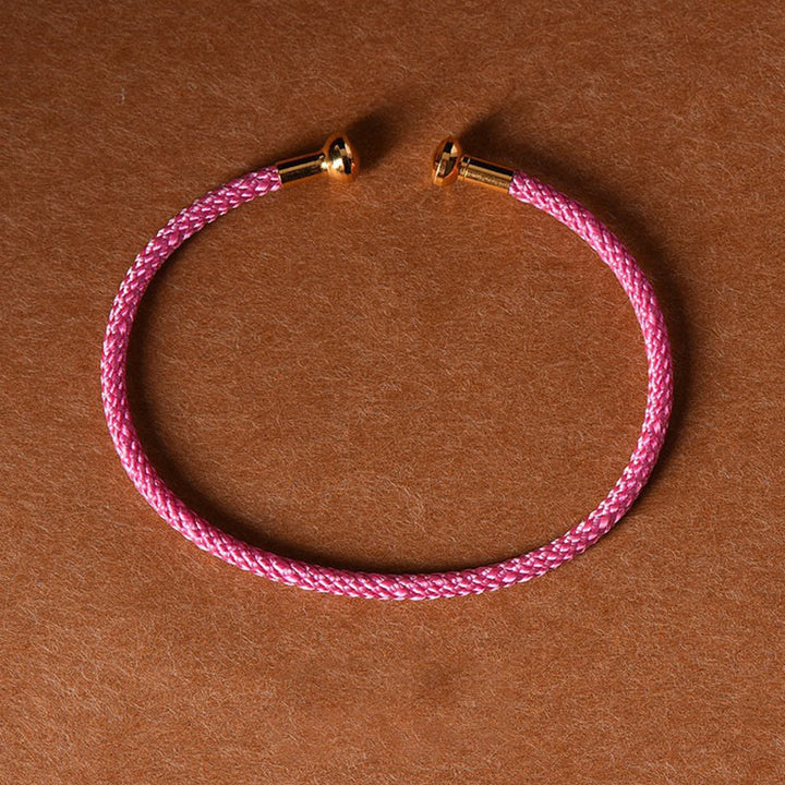 Pulsera de cuerda trenzada de la suerte hecha a mano con diseño simple de Buddha Stones - Rosa oscuro - image 24