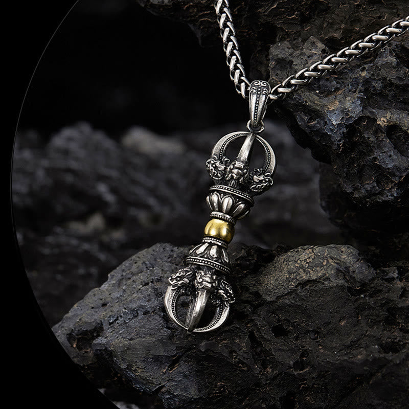 Colgante de collar de riqueza con diseño tibetano Dorje Vajra de Buddha Stones - image 1
