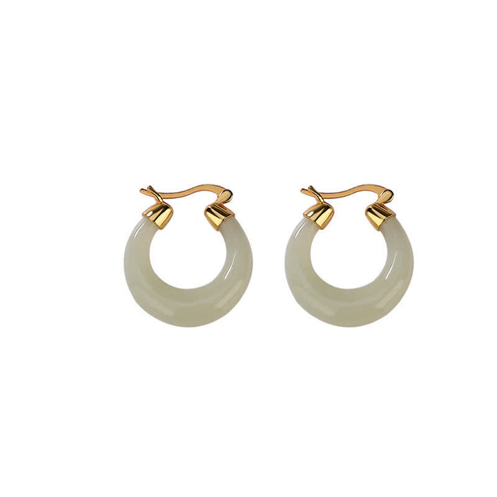 Pendientes colgantes de suerte de prosperidad de jade cian redondo de Buddha Stones - image 6