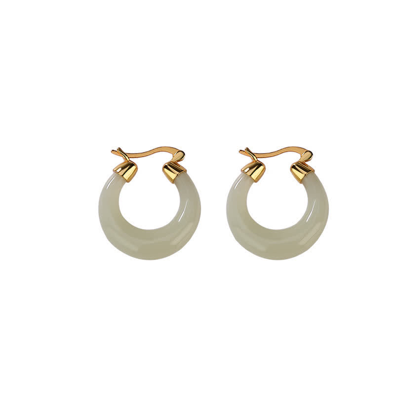 Pendientes colgantes de suerte de prosperidad de jade cian redondo de Buddha Stones