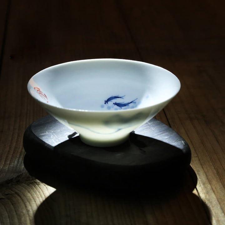 Buddha Stones Vintage ciruela orquídea bambú crisantemo loto pez Koi taza de té de cerámica tazas de té Kung Fu