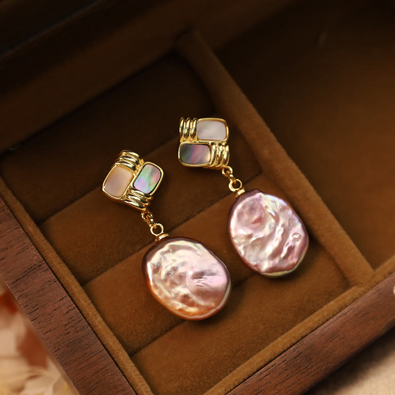 Pendientes colgantes curativos de perlas barrocas naturales de oro chapado en cobre con postes de plata de ley 925 con Buddha Stones