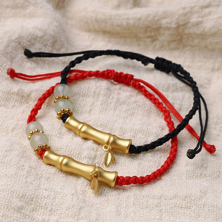 Pulsera trenzada de fuerza de la suerte con diseño de bambú de Buddha Stones