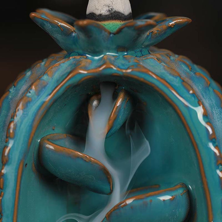 Quemador de incienso de fuente de humo de reflujo curativo de cerámica de Cactus - image 2