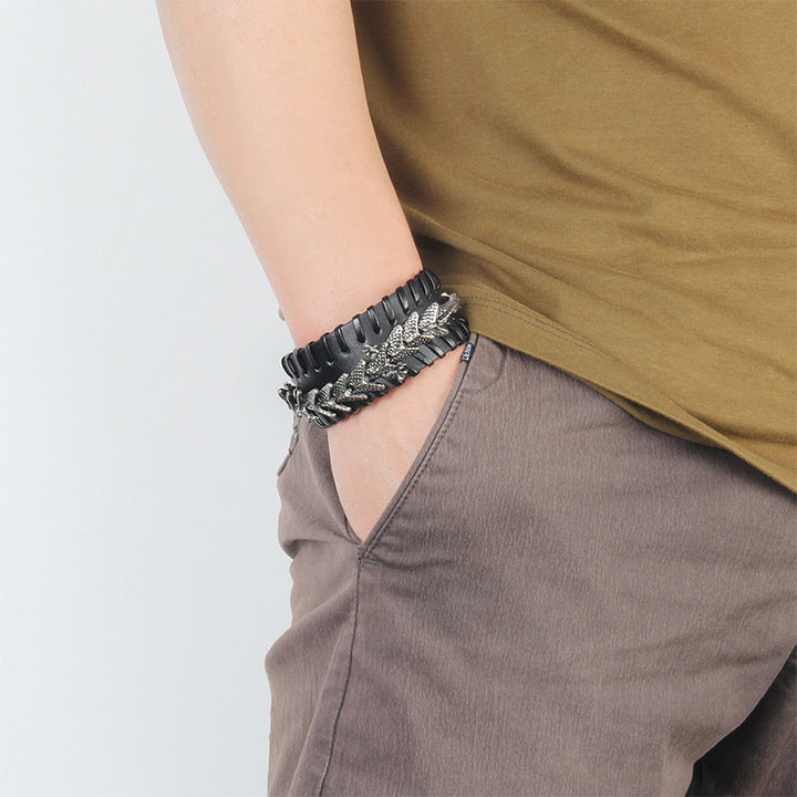 Pulsera de tejido de protección de cuero de dragón