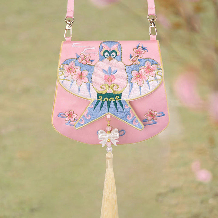 Buddha Stones suerte bordado loto Koi pez conejo flor Hanfu bolso bandolera bolso de hombro