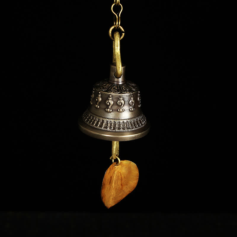 Campana de viento grabada tibetana, campana de cobre de la suerte, decoración del hogar para colgar en la pared