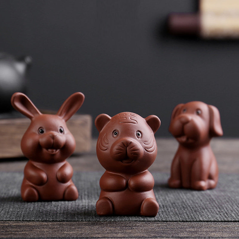 Buddha Stones del zodiaco chino, arcilla púrpura, riqueza, té de cerámica, decoración para el hogar de mascotas