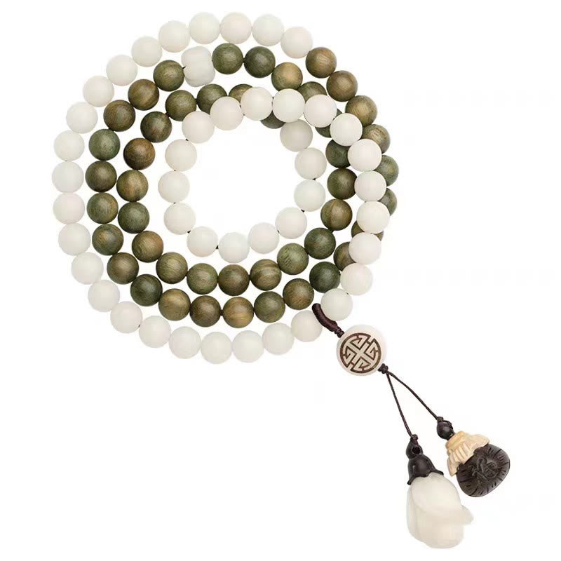 Pulsera calmante de semillas de Bodhi de sándalo verde natural con Buddha Stones