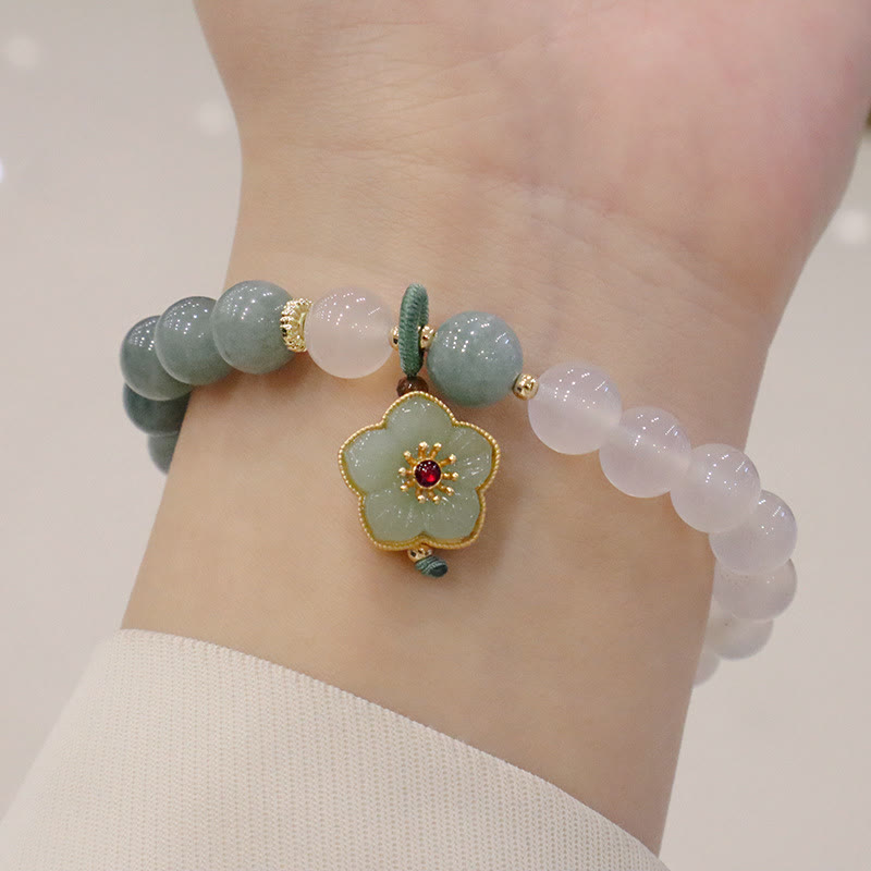 Pulsera de protección con hebilla de paz, flor de loto, Jade, ágata blanca, Buddha Stones
