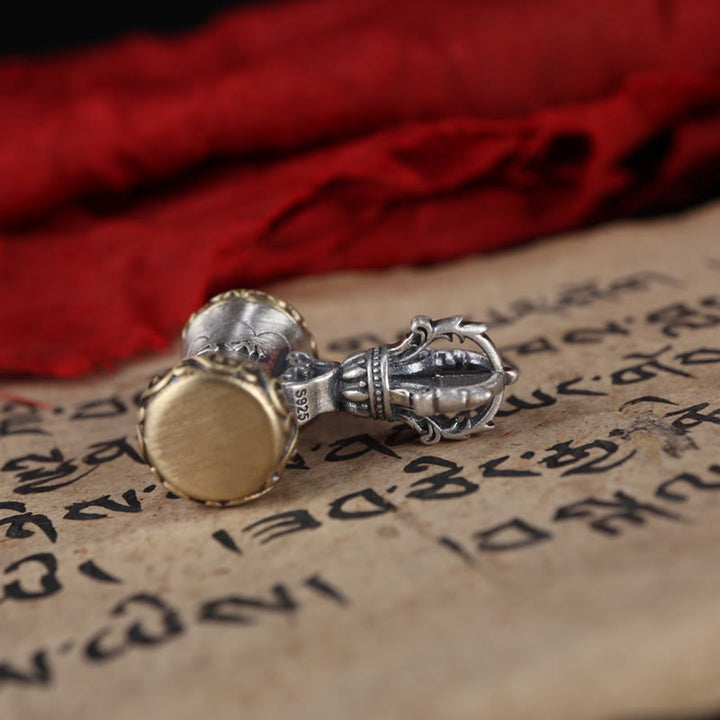 Buddha Stones Tíbet, Plata de Ley 925, Om Mani Padme Hum Dorje Bell Vajra, colgante con iluminación grabada, decoración colgante - image 10