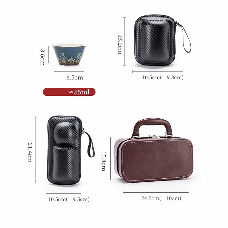 Tetera de cerámica de Gongfu chino con flores de Buddha Stones , bolsa portátil para juego de té de viaje al aire libre