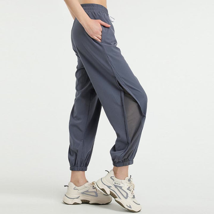 Pantalones deportivos de yoga sueltos de cintura alta con Buddha Stones y bolsillos