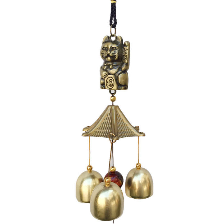 Campana colgante de pared de gato de riqueza auspiciosa, campana de cobre, decoración hecha a mano para el hogar - image 6