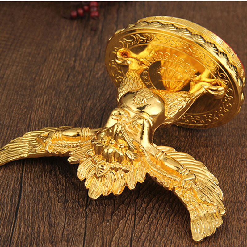 Decoración del hogar de protección de aleación de pájaro Garuda de oro tibetano