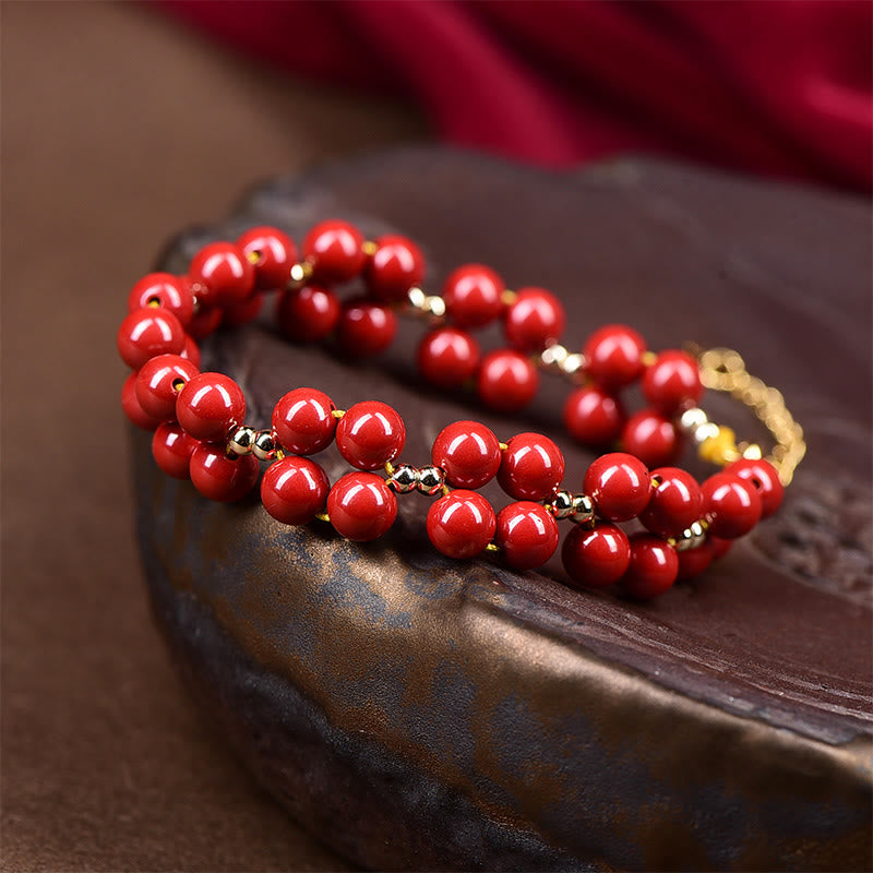 Pulsera de bendición con cuentas de cinabrio natural de Buddha Stones