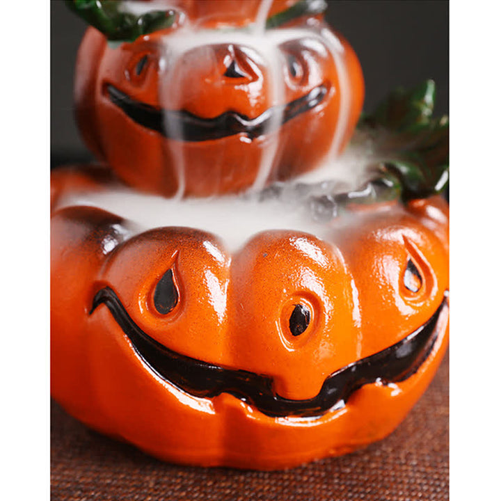 Quemador de incienso de fuente de humo de reflujo de resina fantasma de calabazas de Halloween Decoración