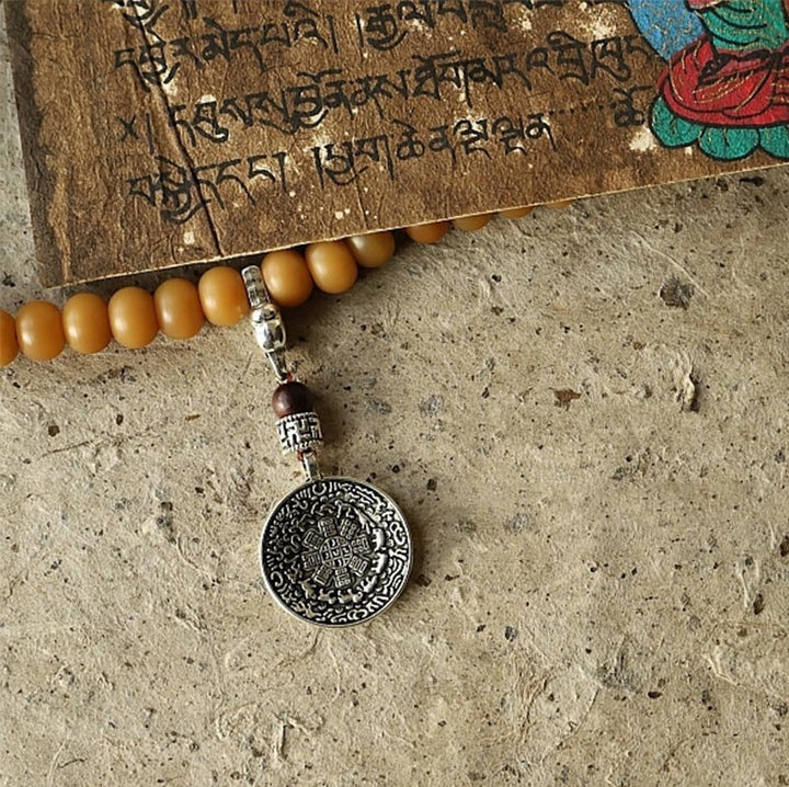 Tíbet 108 Mala cuentas Bodhi semilla Bagua Vajra pulsera de riqueza