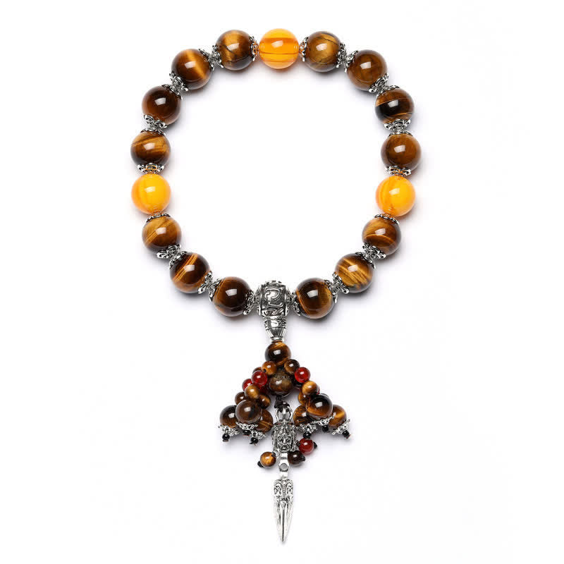 Ojo de Tigre Natural, ágata roja, vena de dragón, piedra de ágata, pulsera curativa de poder Vajra Dorje, decoración del coche