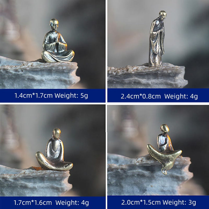 Buddha Stones Mini meditación Buda Metal monje serenidad decoración del hogar