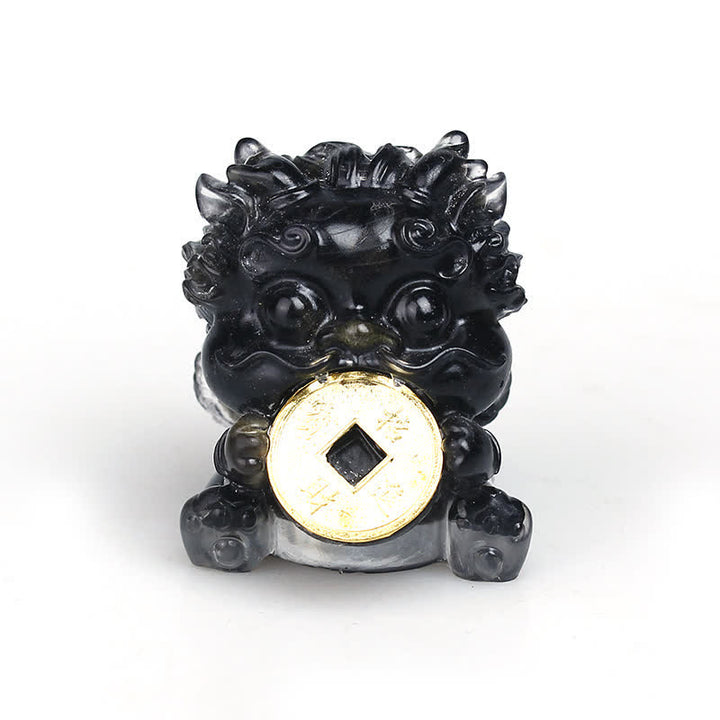 Buddha Stones hechas a mano, moneda de oro PiXiu, cristal Fengshui, energía, fortuna, decoración del hogar - Obsidiana negra (Protección contra los malos espíritus) - image 3