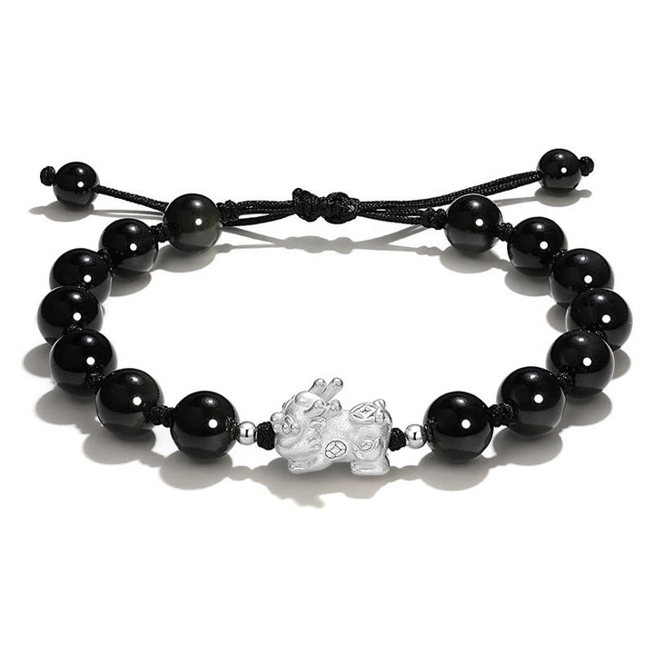 Pulsera de fuerza PiXiu con Buddha Stones, obsidiana negra natural, ojo de gato, cristal rosa