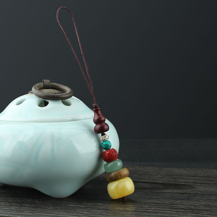 Calabaza de madera de ébano y sándalo verde, pagoda de siete capas, decoración positiva para colgar en el teléfono