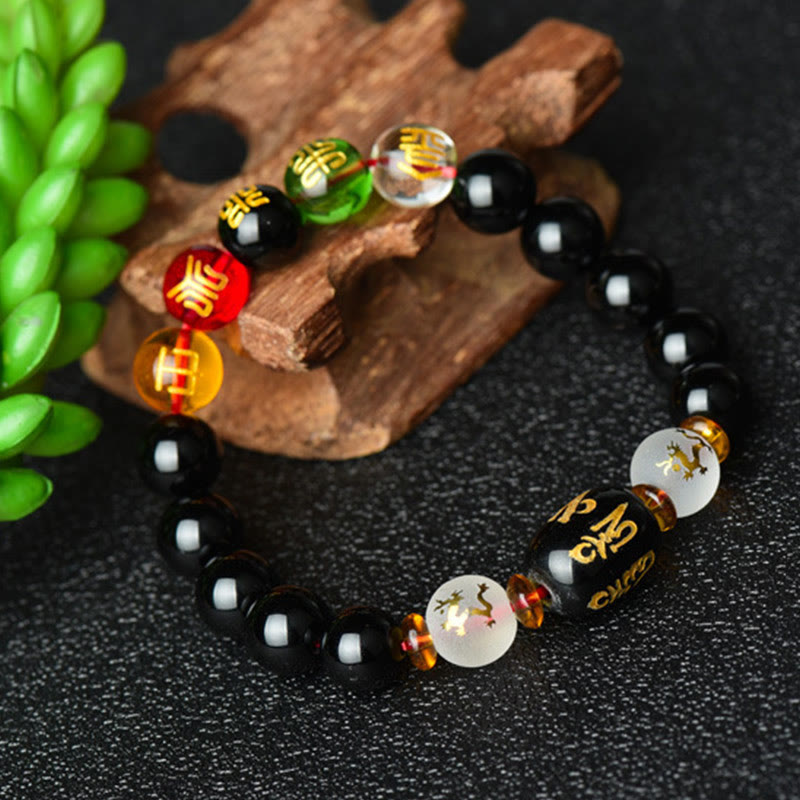 Pulsera de la suerte de ónix negro tibetano
