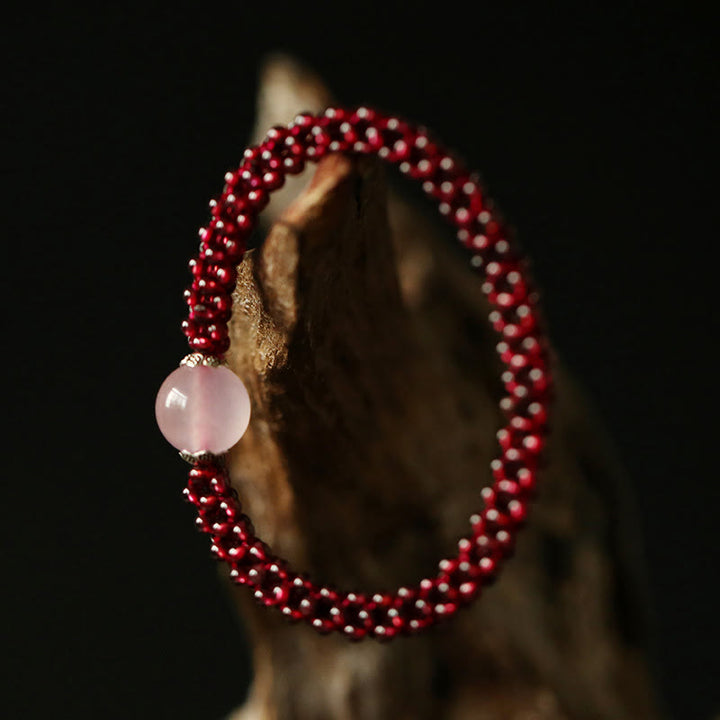 Pulsera de protección de cuentas de amazonita, ágata roja, cristal rosa, granate Natural , Buddha Stones
