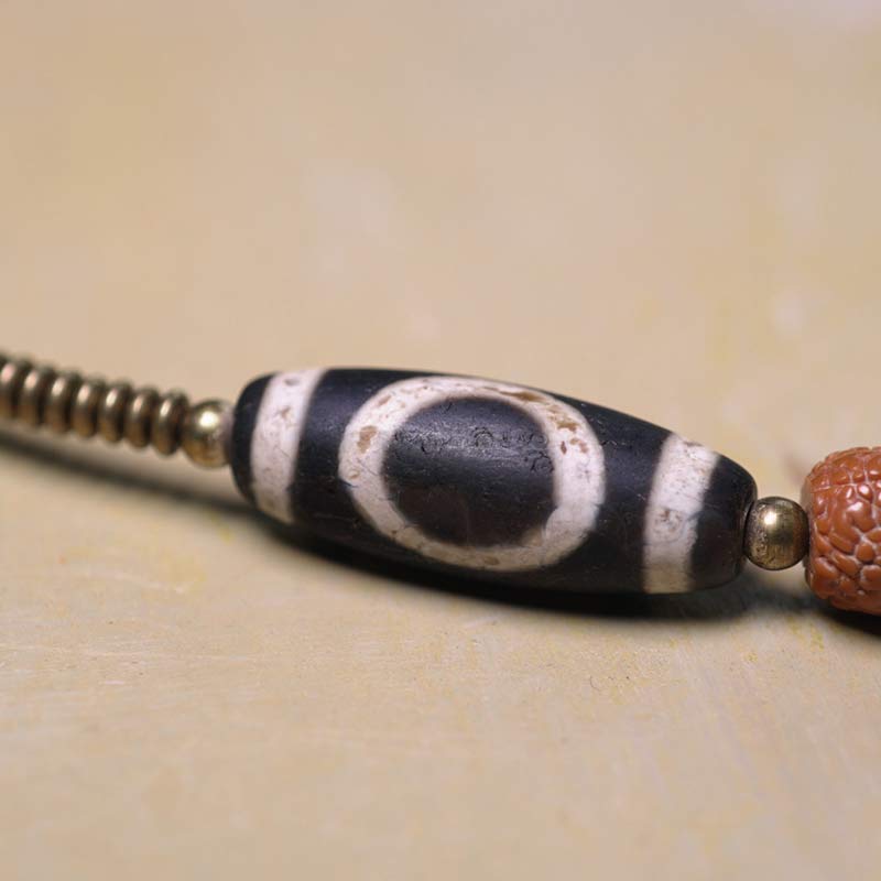 108 cuentas de Mala Rudraksha, semilla Bodhi, cuentas Dzi, pulsera de borlas de buena suerte