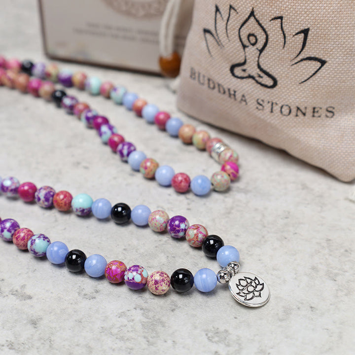 Buddha Stones Natural Púrpura Miano Piedra Real Lotus Mala - image 7