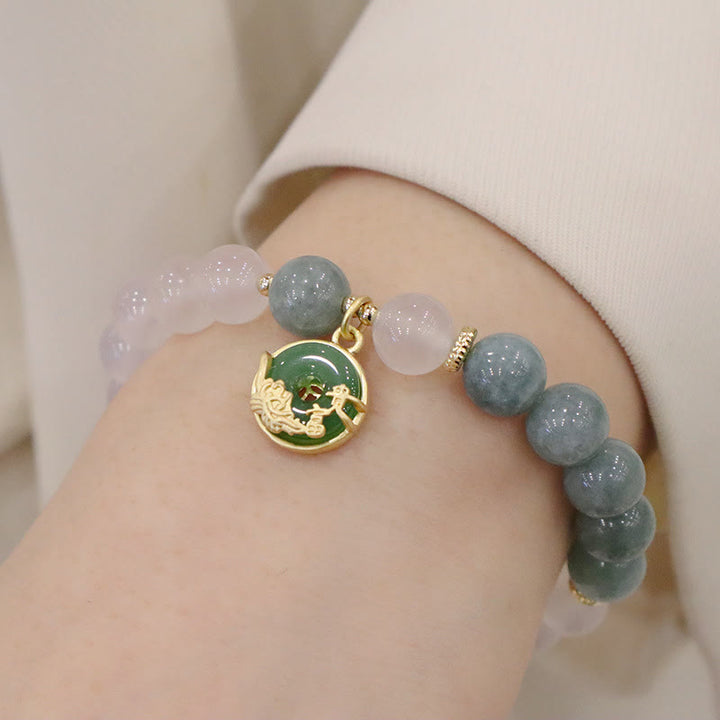 Pulsera de protección con hebilla de paz, flor de loto, Jade, ágata blanca, Buddha Stones