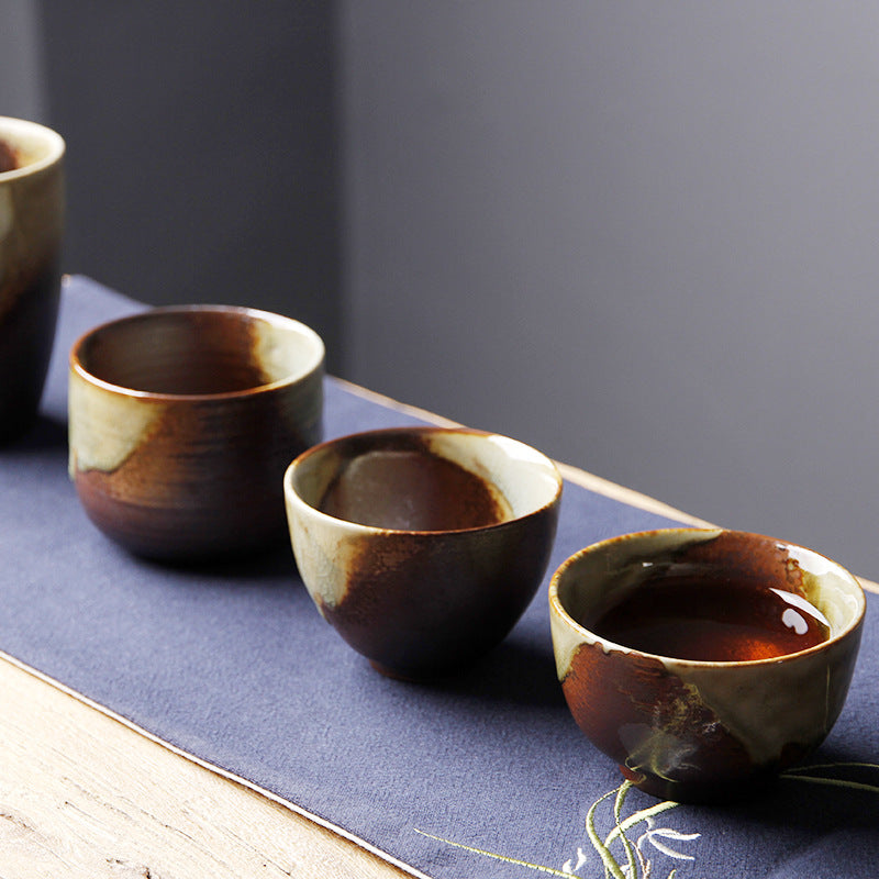 Buddha Stones Vintage marrón Beige horno cambio taza de té de cerámica Kung Fu taza de té tazón