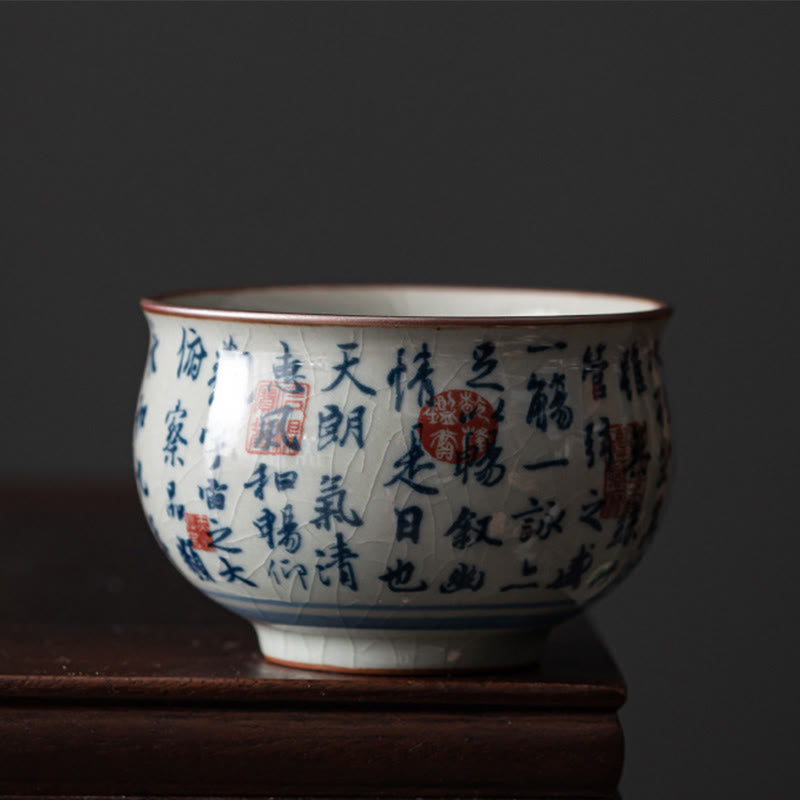 Taza de té de cerámica con Buddha Stones, paisaje de montaña, pabellón de orquídeas de loto, taza de té de Kung Fu