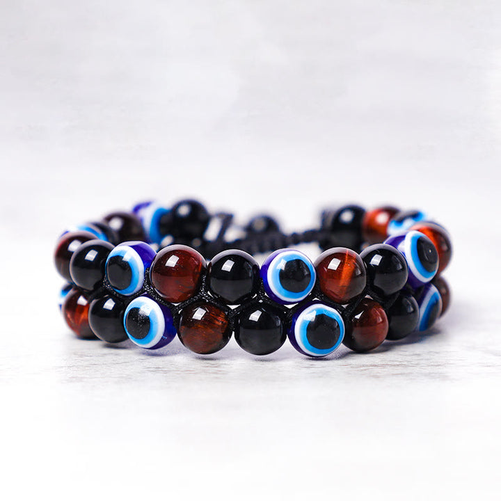 Pulsera con cuentas de protección de ojo de tigre, hematita, mal de ojo , Buddha Stones