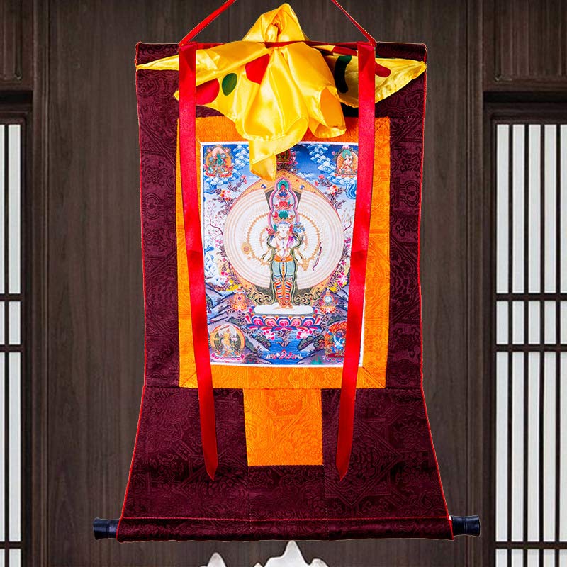 Buddha Stones tibetanas de mil manos Avalokitesvara enmarcadas decoración de bendición Thangka - image 8
