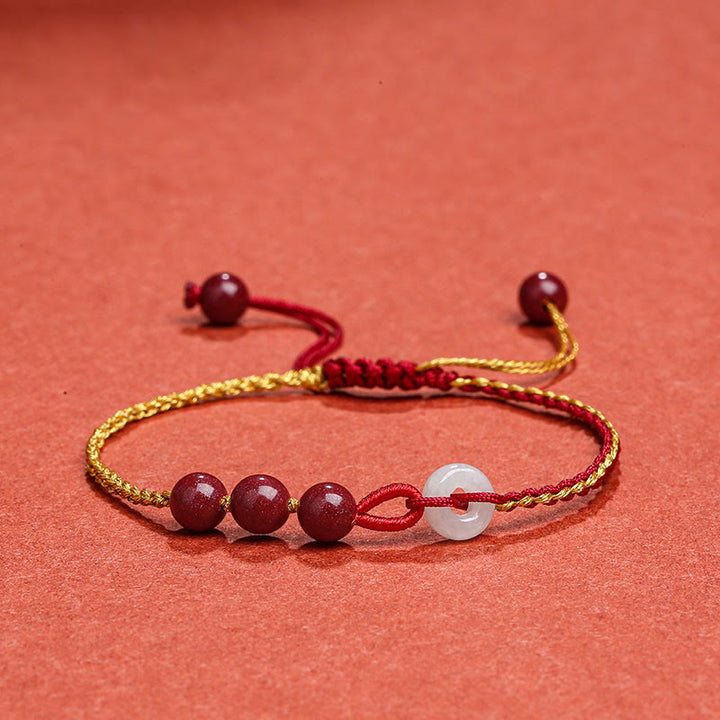 Pulsera de bendición con hebilla de paz de jade cinabrio natural con Buddha Stones