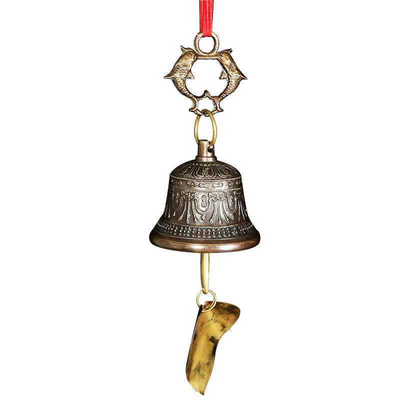 Campana de viento grabada tibetana, campana de cobre de la suerte, decoración del hogar para colgar en la pared