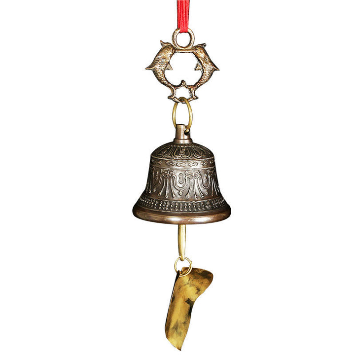 Campana de viento grabada tibetana, campana de cobre de la suerte, decoración del hogar para colgar en la pared