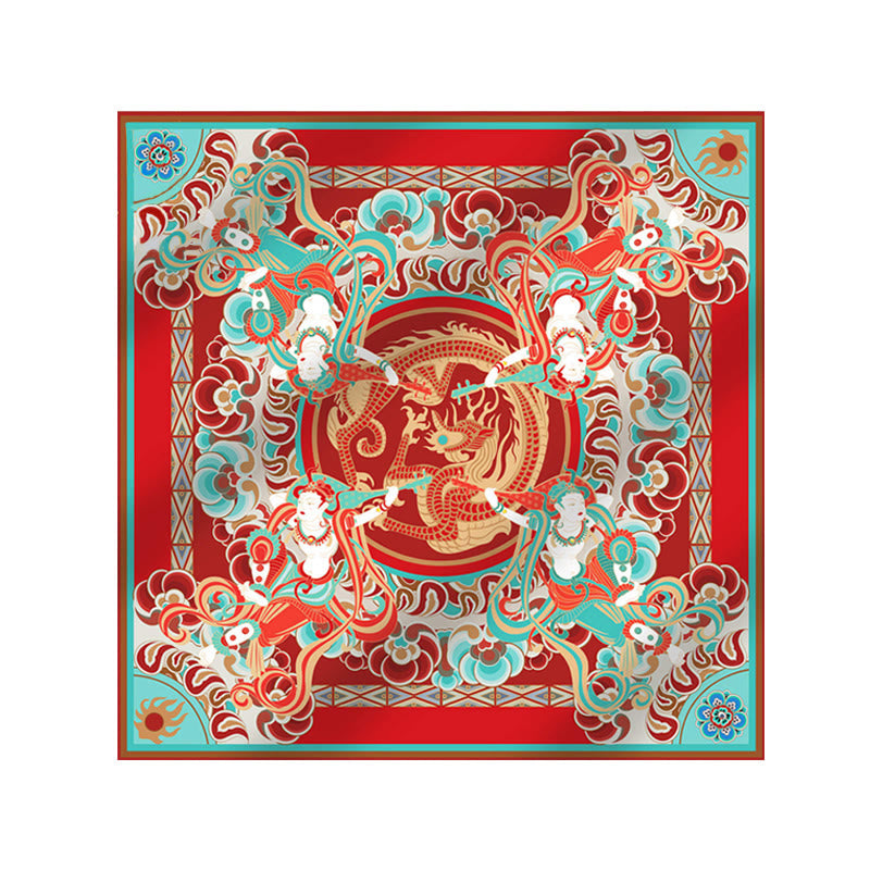 Buddha Stones Dunhuang rebote Pipa frescos voladores 100% bufanda de seda de morera chal Dunhuang de grado premium 6A