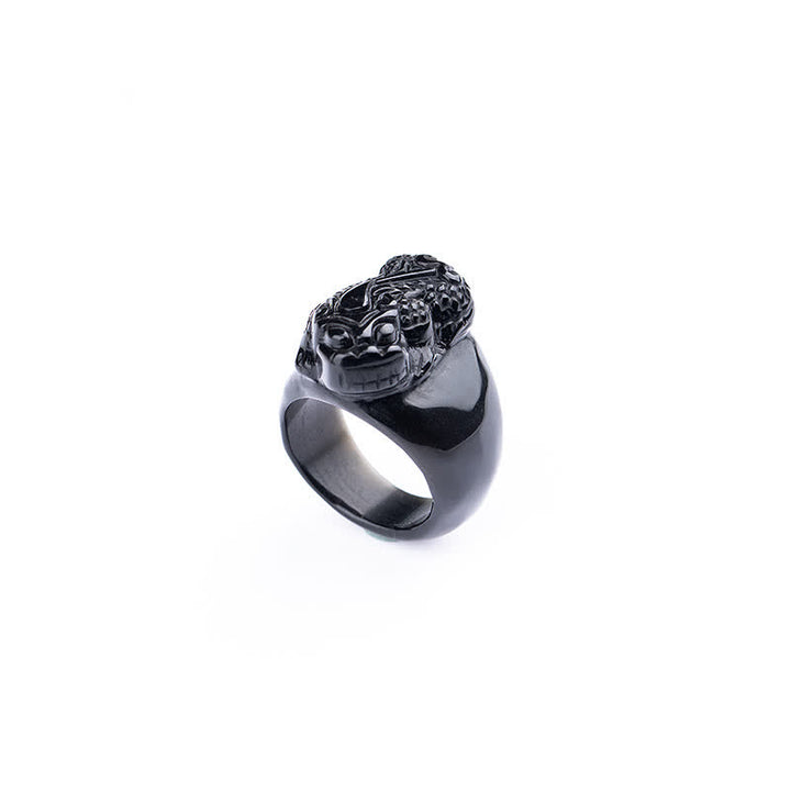 Anillo de fuerza de obsidiana negra FengShui PiXiu