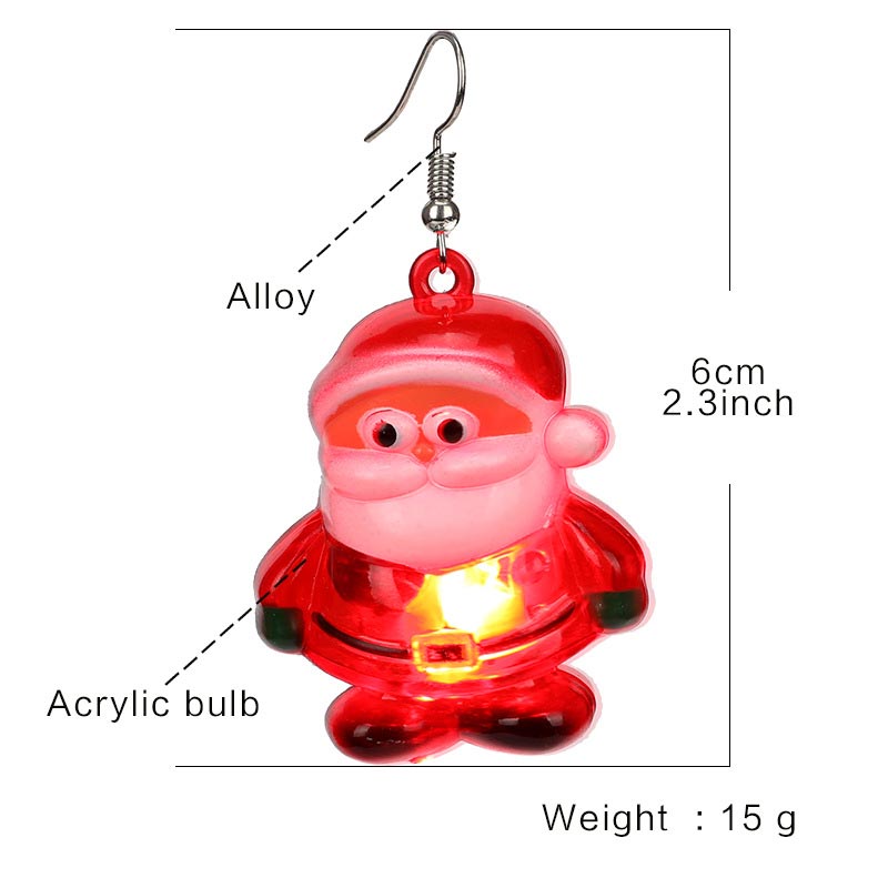 Pendientes luminosos de alce de árbol de Papá Noel de Navidad LED