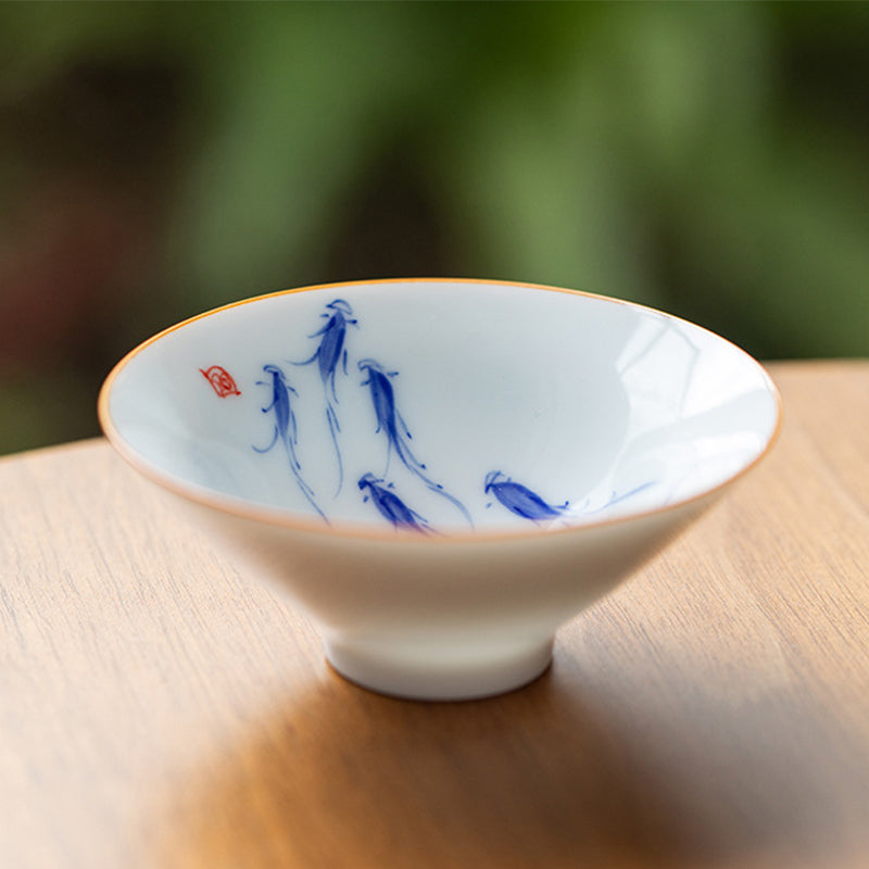 Taza de té de Kung Fu con Buddha Stones, flor de Mandala, pez Koi, pájaro de loto, caquis, 50ml