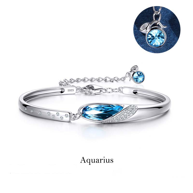 Pulsera con dijes de las 12 constelaciones del zodíaco de cobre bañado en plata 925 con Buddha Stones