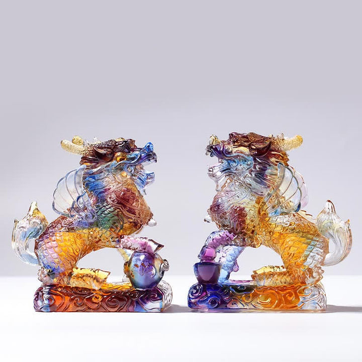 Feng Shui Kirin hecho a mano Liuli Crystal Art Piece Fortune decoración de la oficina en el hogar - image 6