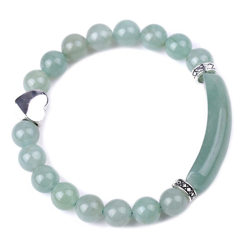 Pulsera de corazón unisex con cuentas de cristal natural