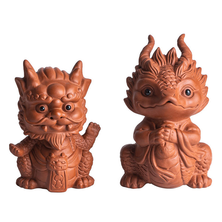 Buddha Stones, dragón de la suerte, riqueza, té, mascota, figura decorativa de arcilla púrpura, decoración